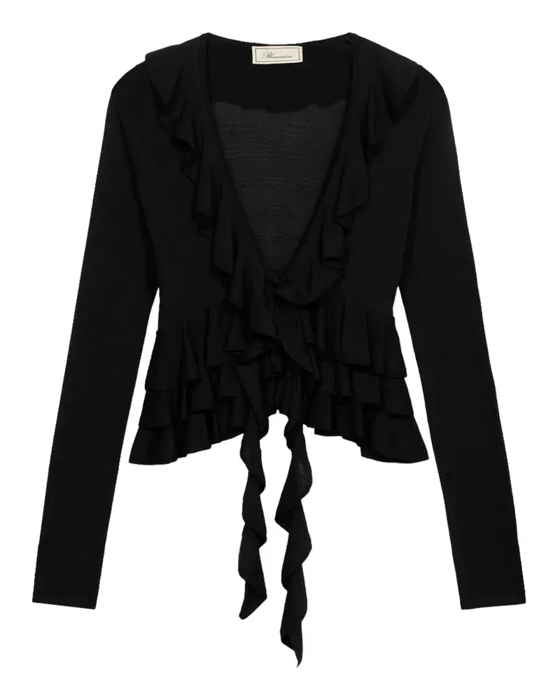 Blumarine Cardigan mit Rüschen - Schwarz Schwarz