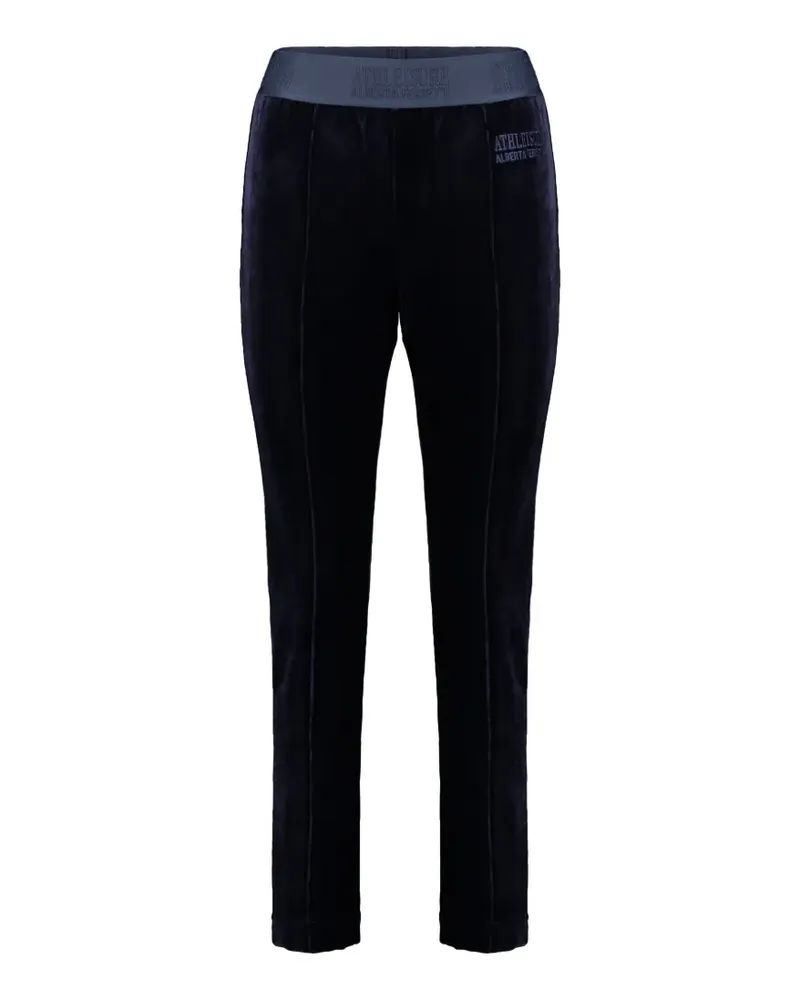 Alberta Ferretti logo-waistband velvet-effect track pants - Blau Blau