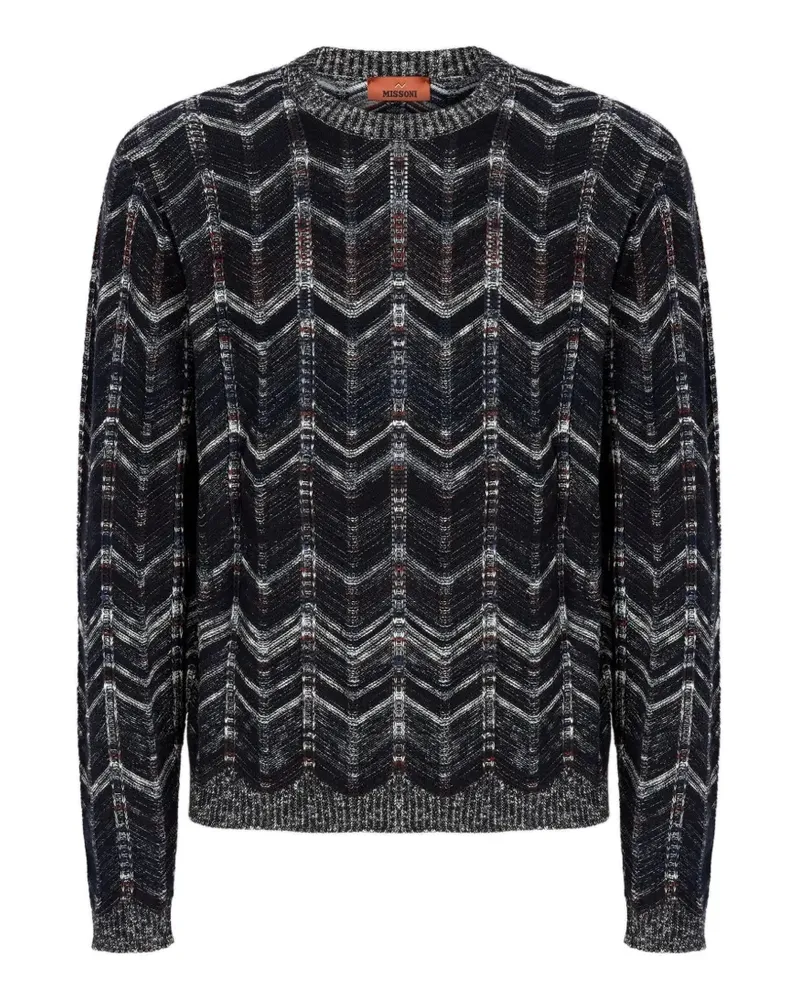 Missoni chevron-pattern crew-neck sweater - Blau Blau