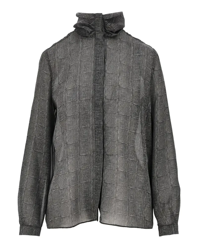 Emporio Armani check-pattern cowl-neck shirt - Schwarz Schwarz