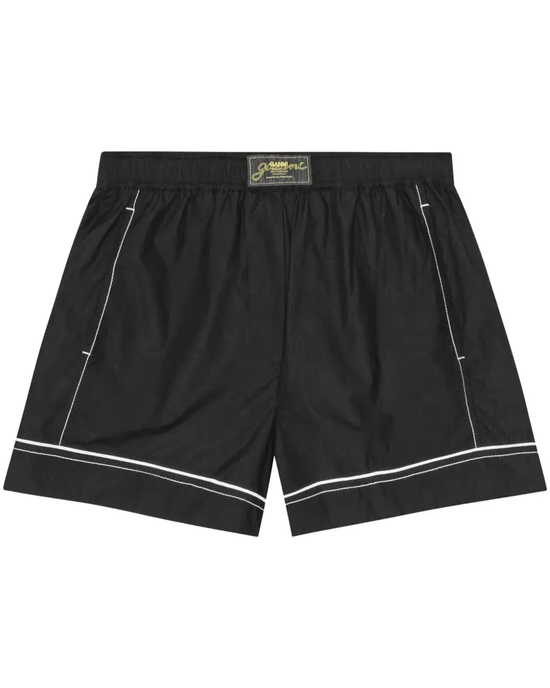 Ganni Shorts mit Logo-Patch - Schwarz Schwarz