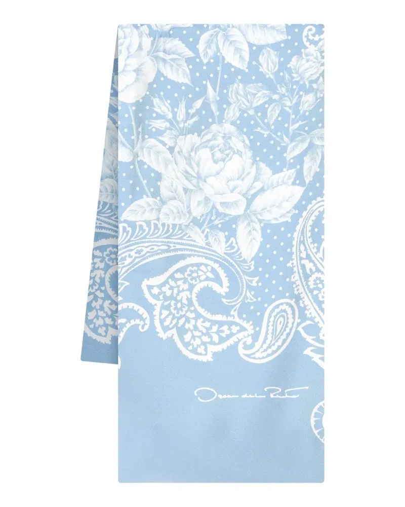 Oscar de la Renta paisley-print silk scarf - Blau Blau