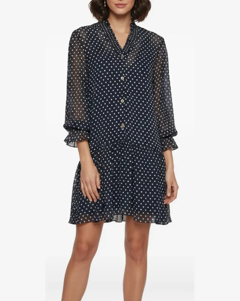Sandro plissé polka-dot mini dress - Blau Blau