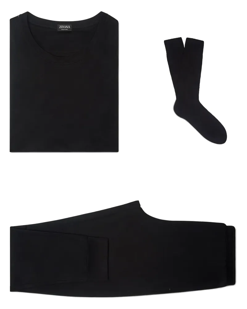 Ermenegildo Zegna Dreiteiliges Pyjama-Set aus Lyocell - Schwarz Schwarz