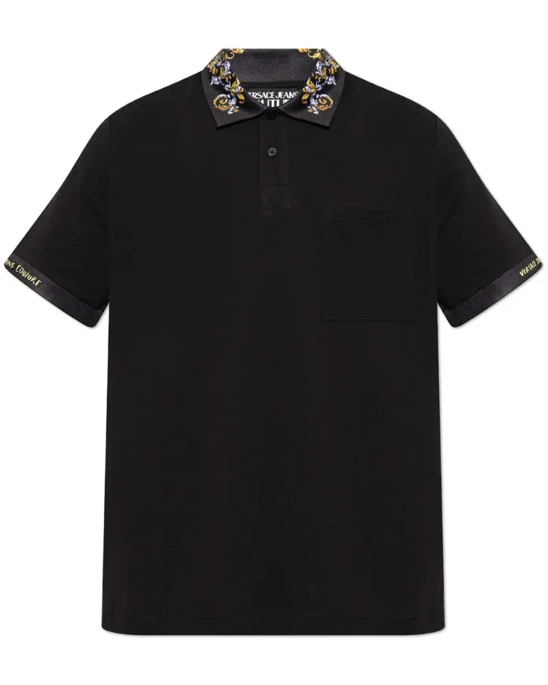 Versace Jeans Poloshirt mit Barocco-Detail - Schwarz Schwarz