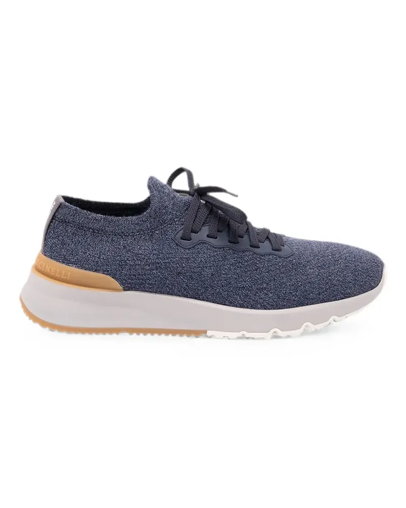 Brunello Cucinelli knitted lace-up sneakers - Blau Blau