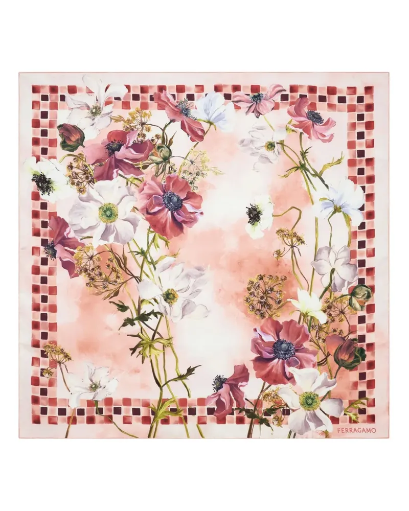 Ferragamo Seidenschal mit Fiori-Print - Rosa Rosa