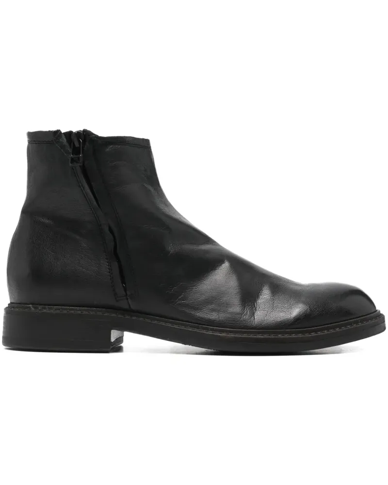 LEQARANT zip leather boots - Schwarz Schwarz