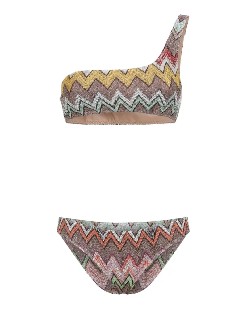Missoni zigzag one-shoulder bikini - Braun Braun