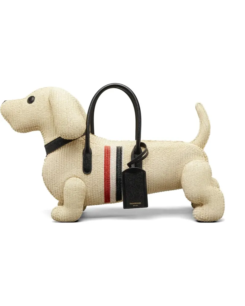 Thom Browne Hector stripe-detail tote bag - Nude Nude