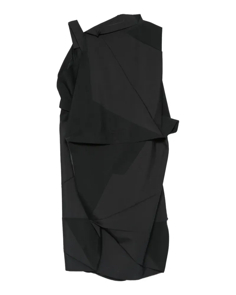 Issey Miyake Midikleid mit Falten - Schwarz Schwarz