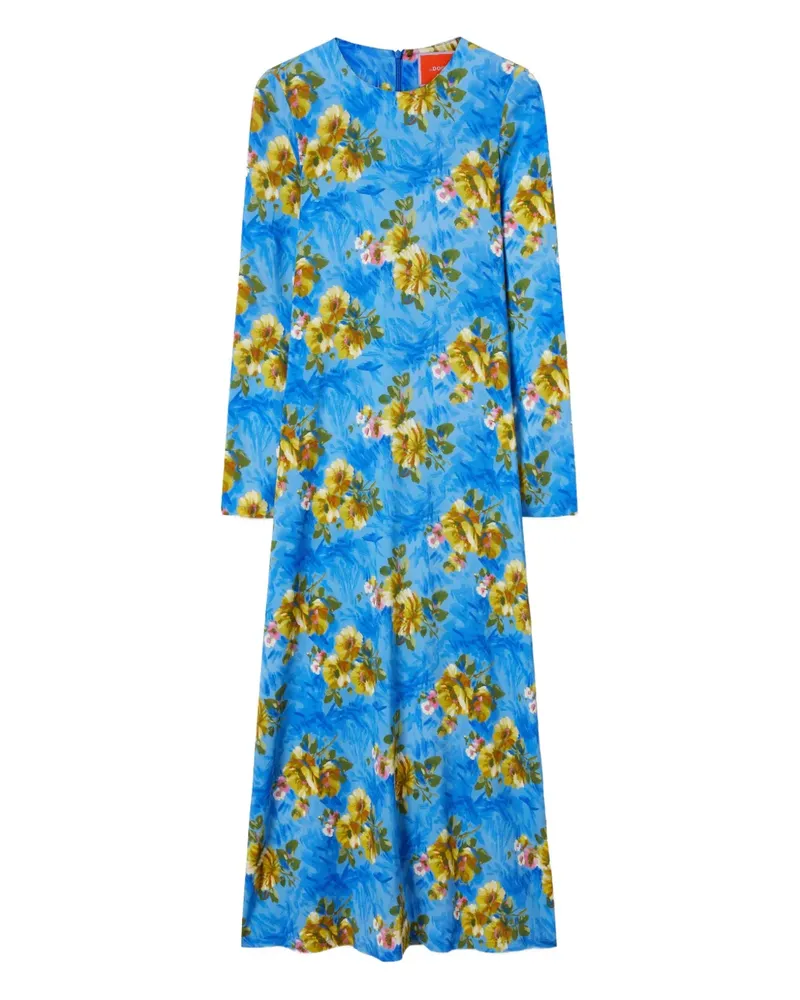 La DoubleJ Maxikleid mit Blumen-Print - Blau Blau