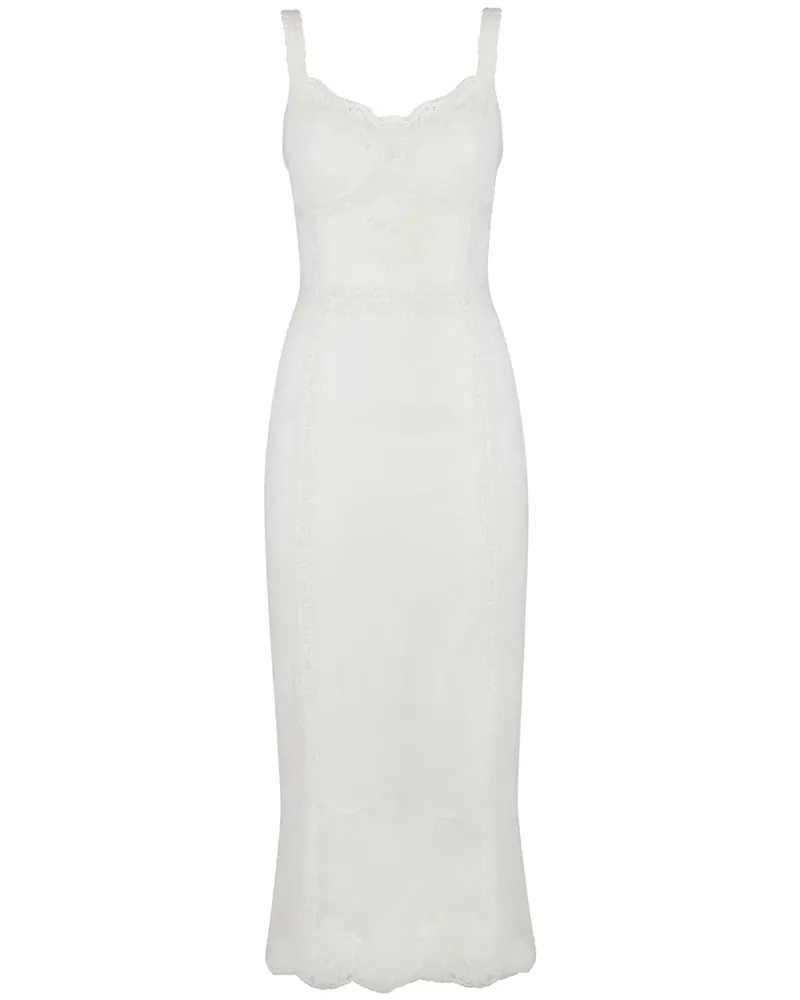 Dolce & Gabbana Spitzenkleid mit Blumenmuster - Weiß Weiß