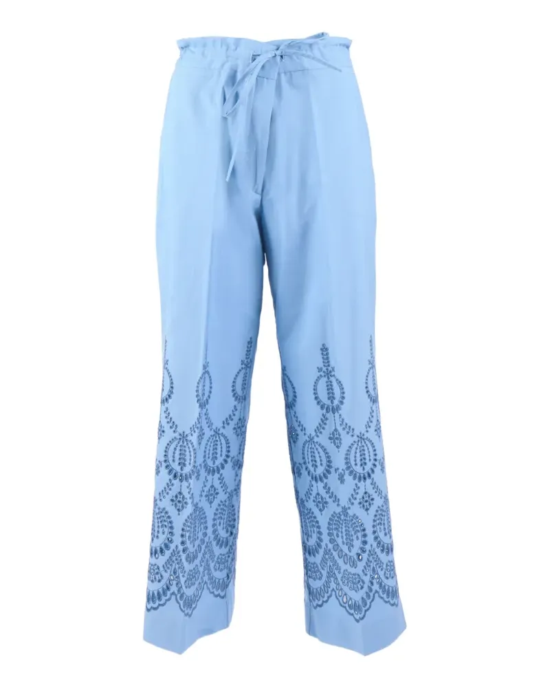 P.A.R.O.S.H. P.A.R.O H. Bestickte Hose mit Kordelzug - Blau Blau