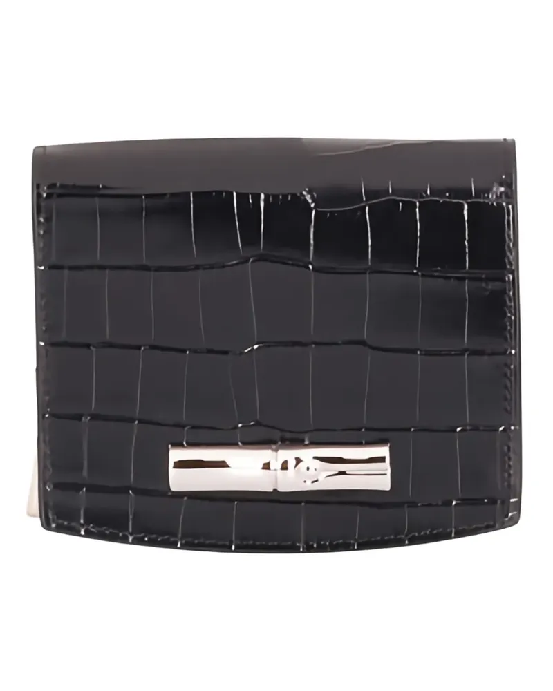 Longchamp Portemonnaie mit Kroko-Optik - Schwarz Schwarz