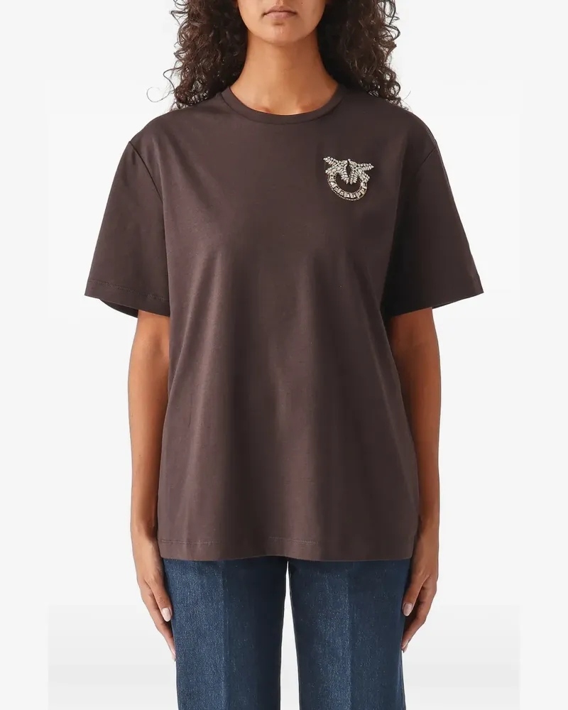 Pinko Love Birds crystal-embellished T-shirt - Braun Braun