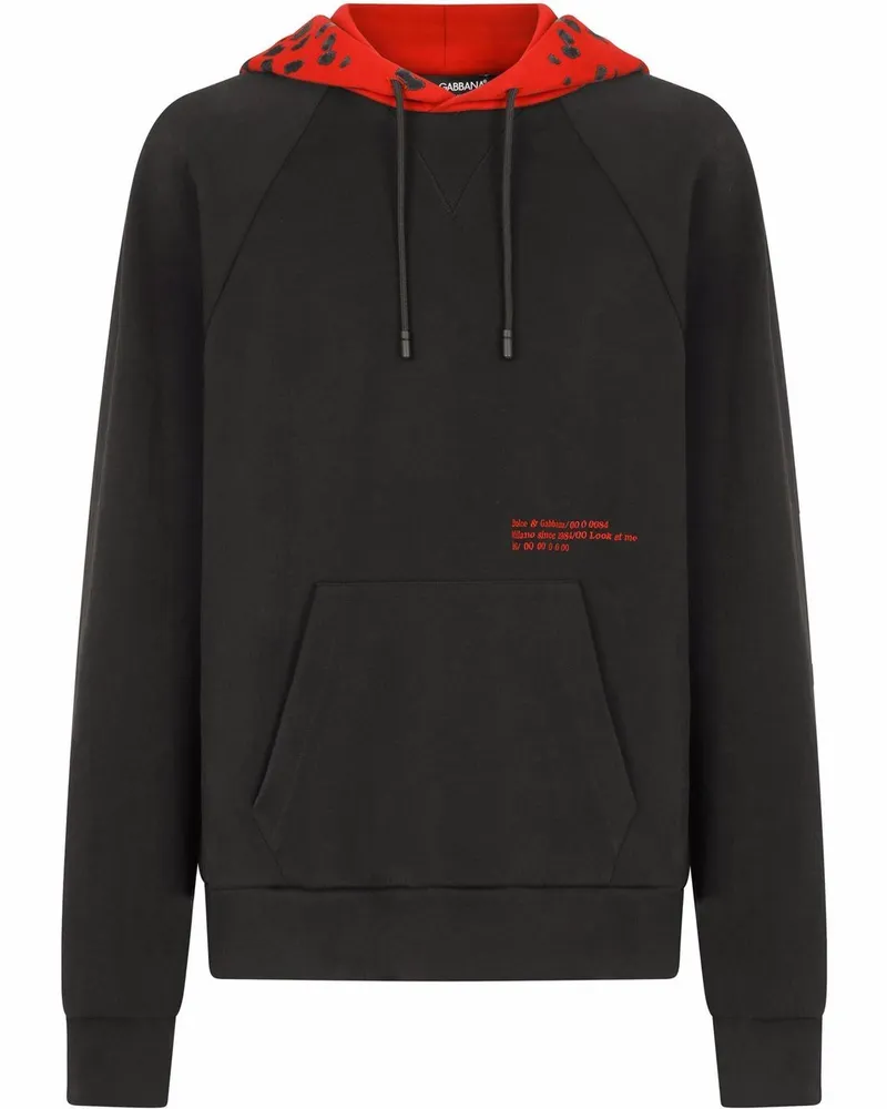 Dolce & Gabbana Eyes Talk Hoodie mit Leo-Kapuze - Schwarz Schwarz