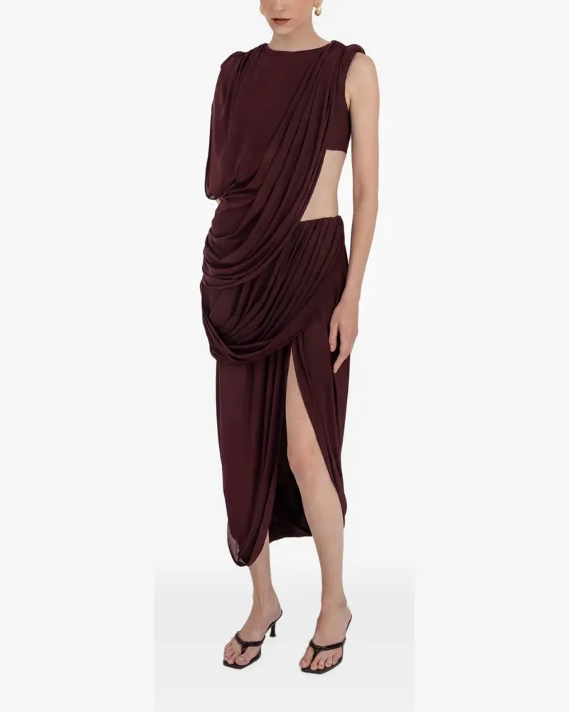 Maygel Coronel Leon draped side-slit midi skirt - Rot Rot