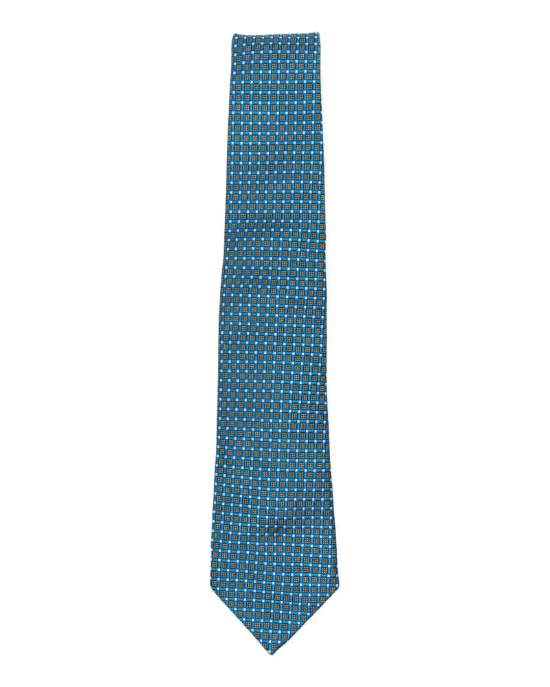 Kiton geometric-pattern tie - Blau Blau
