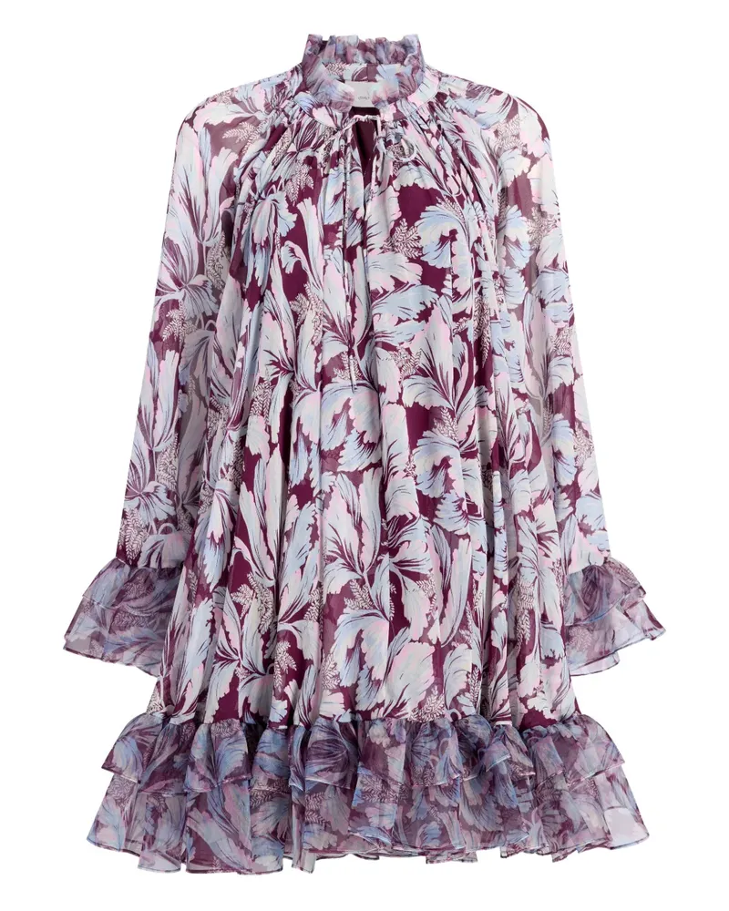 Cinq à Sept Gerüschtes Cairette Tulpen-Minikleid - Violett Violett