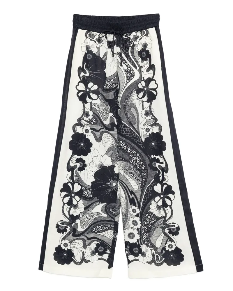 ALEMAIS Leinenhose mit Blumen-Print - Nude Nude