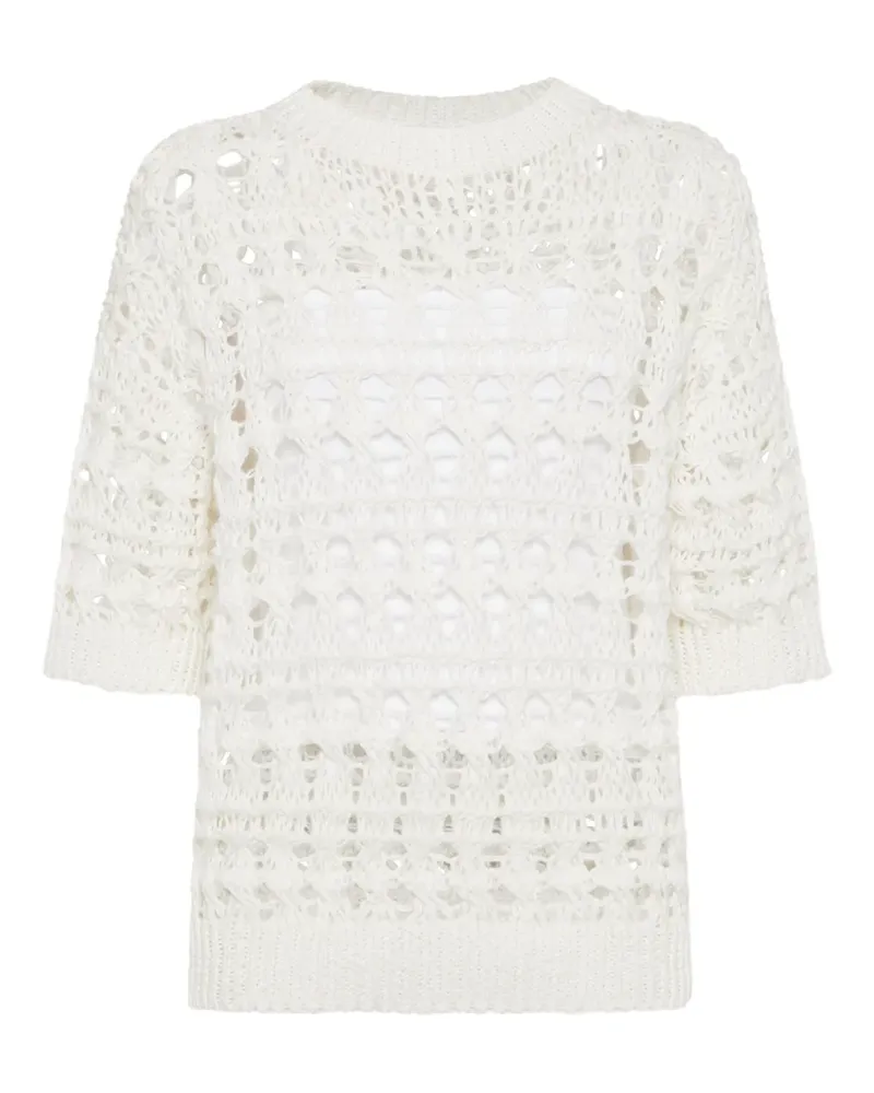 Brunello Cucinelli Pullover mit Lochstrickmuster - Weiß Weiß