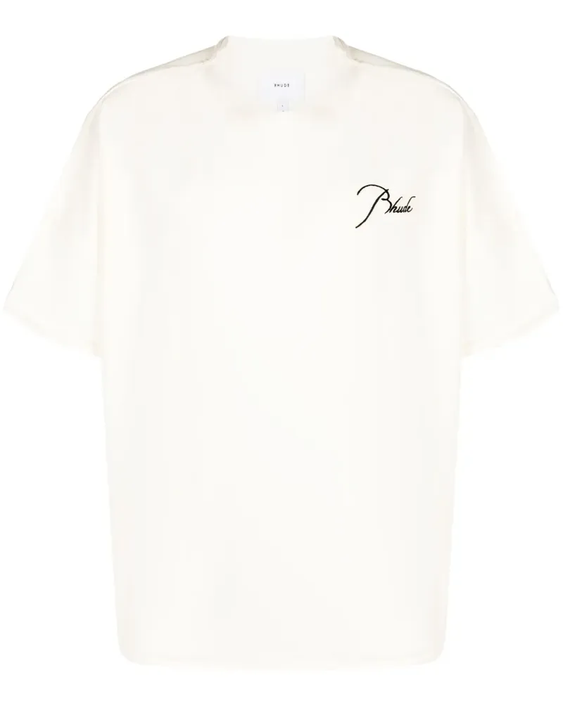 RHUDE T-Shirt mit Logo-Stickerei - Nude Nude
