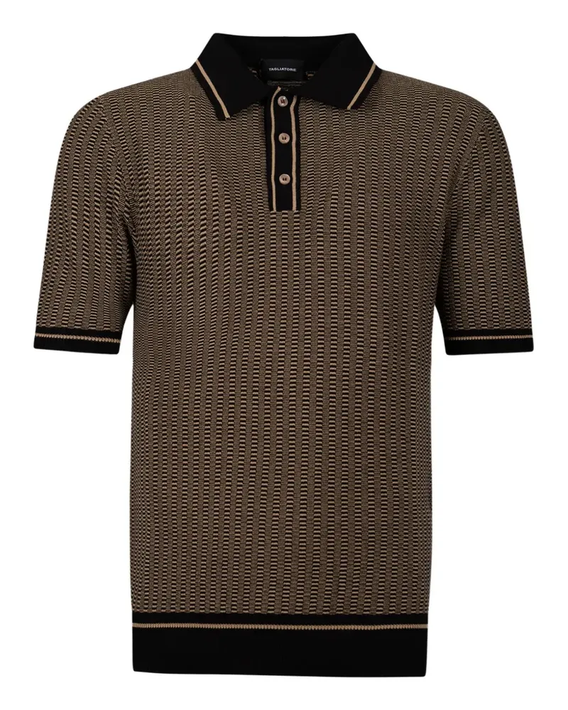 Tagliatore textured-knit tipped polo shirt - Braun Braun