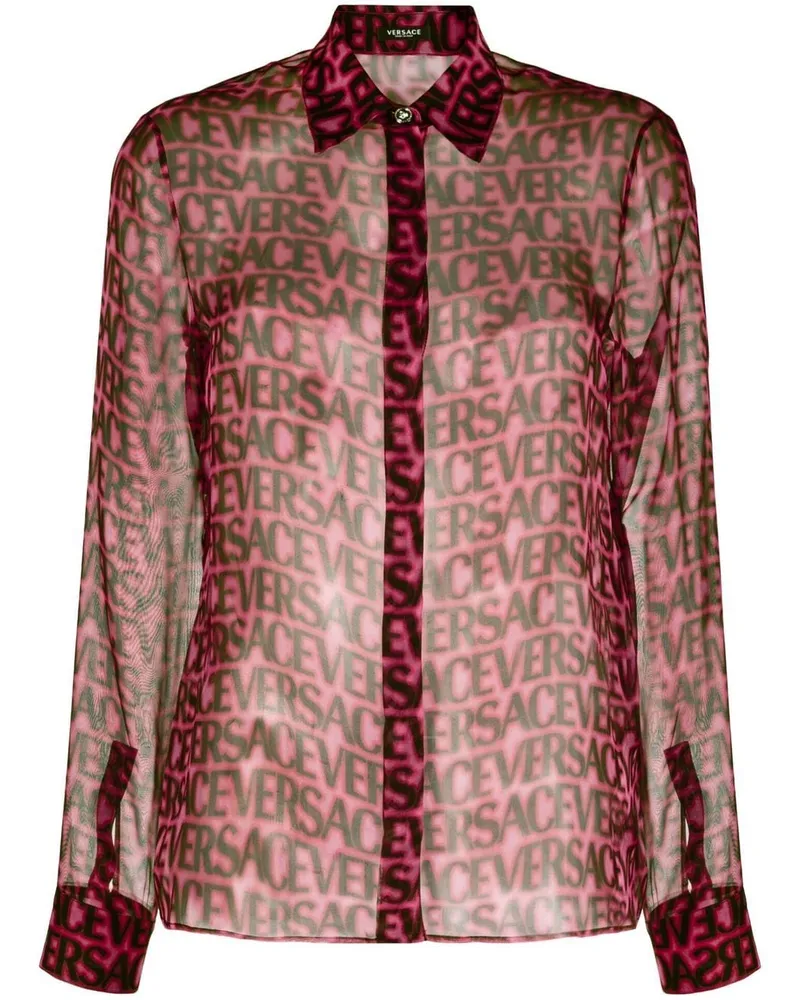 Versace Seidenhemd mit Logo-Print - Rosa Rosa