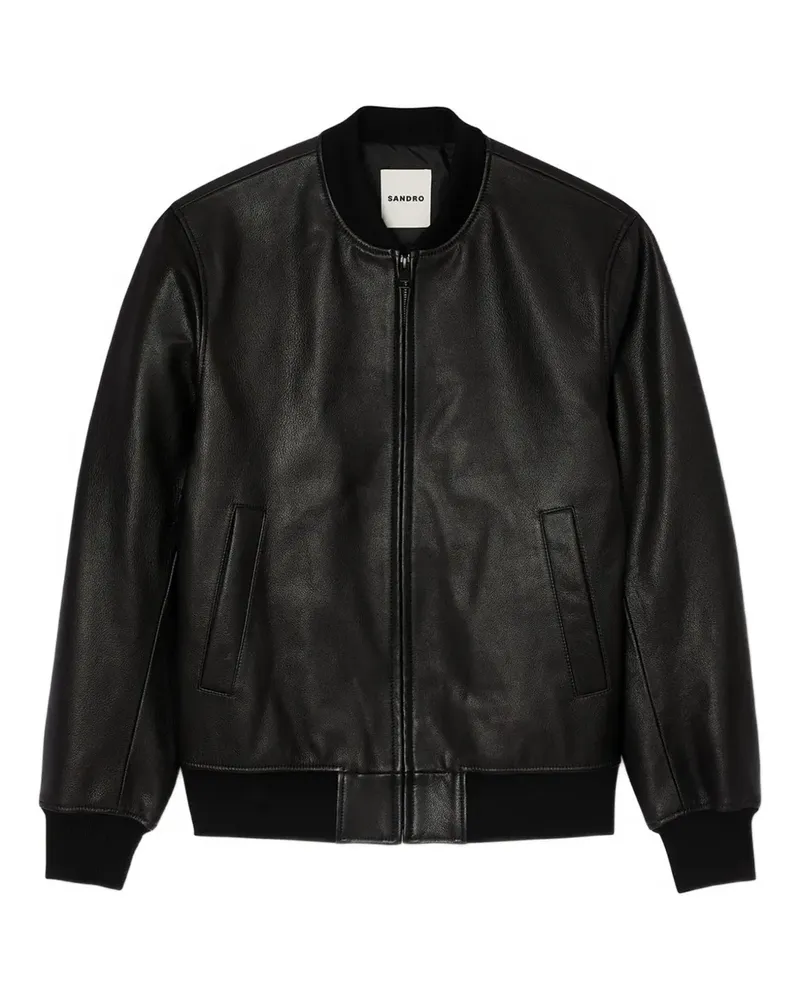 Sandro Klassische Lederjacke - Schwarz Schwarz