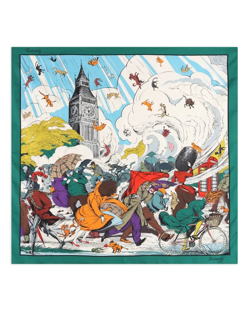 Burberry Seidenschal mit Print - Blau Blau