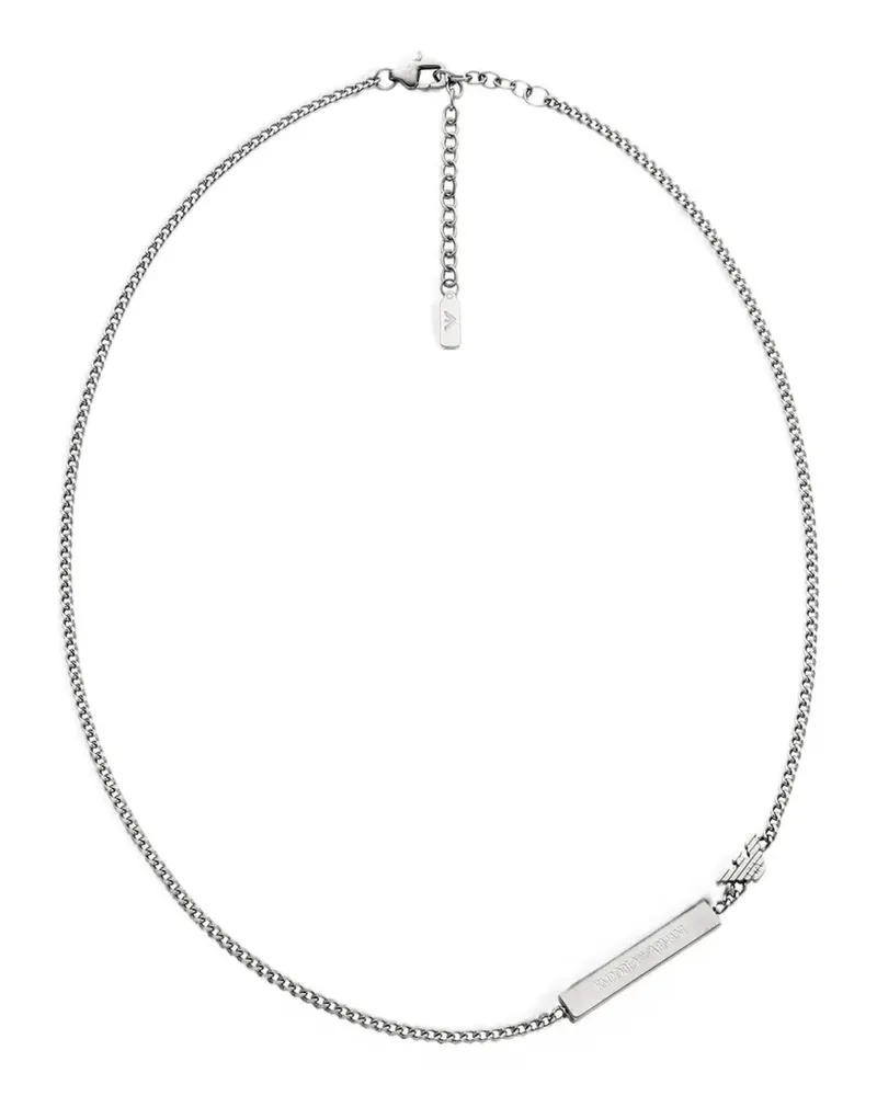 Emporio Armani Panzerkette mit Logo-Schild - Silber Silber