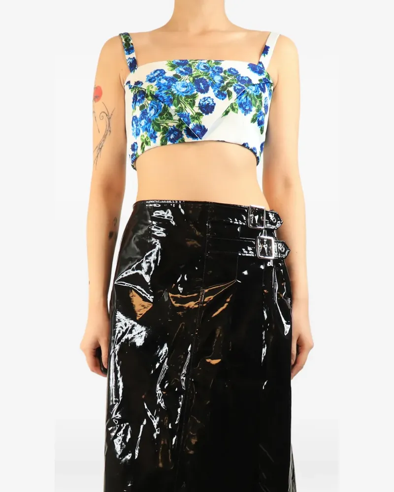 EMILIA WICKSTEAD Cropped-Oberteil mit Blumenprint - Weiß Weiß