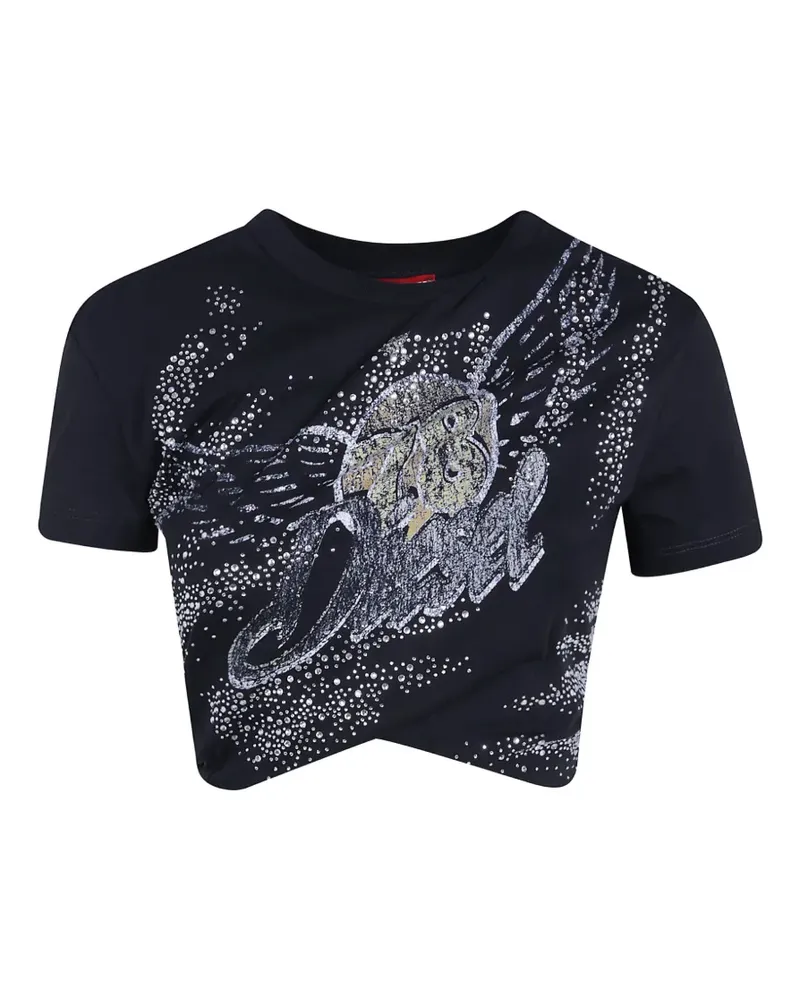 Diesel Gerüschtes T-Shirt im Layering-Look - Schwarz Schwarz