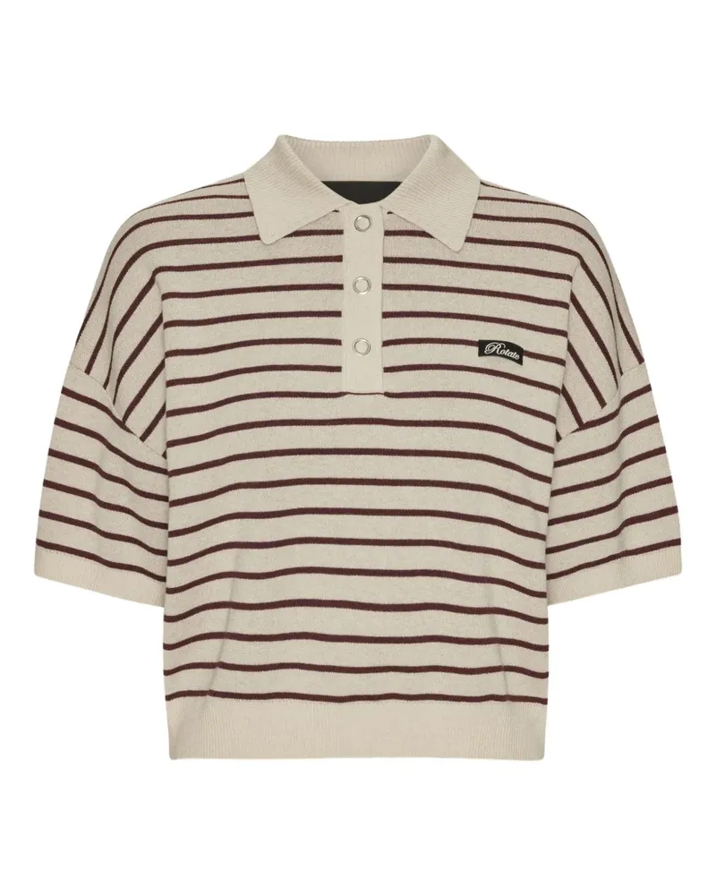 ROTATE Birger Christensen Gestreiftes Poloshirt - Nude Nude