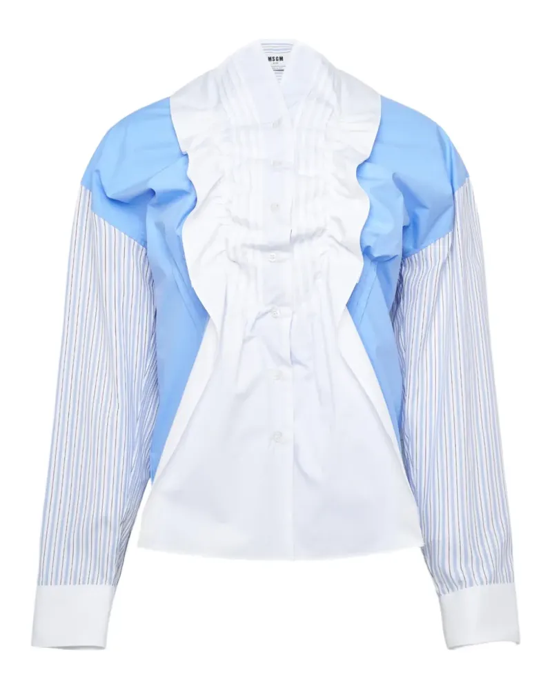 MSGM ruffle-trimmed patchwork shirt - Blau Blau