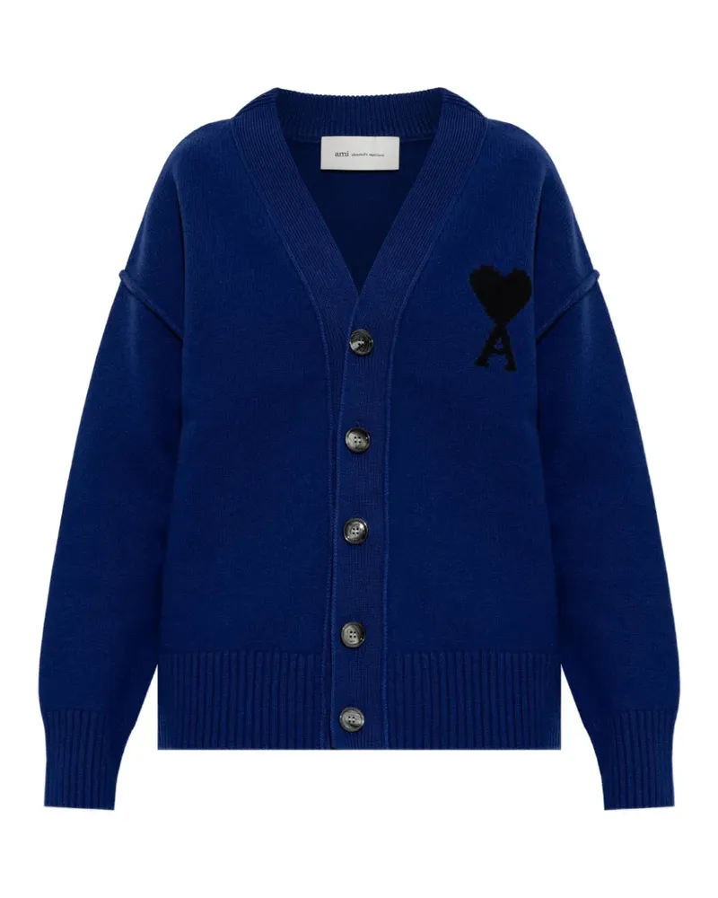 AMI Paris Cardigan mit Ami de Coeur-Motiv - Blau Blau