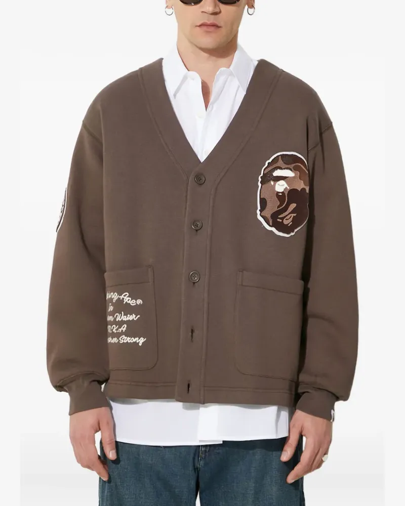 BAPE Geknöpfter College Badges Cardigan - Braun Braun