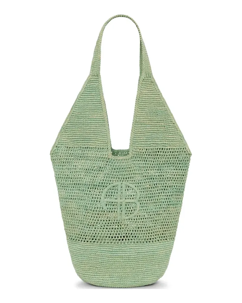 Anine Bing Leah logo raffia tote bag - Grün Grün