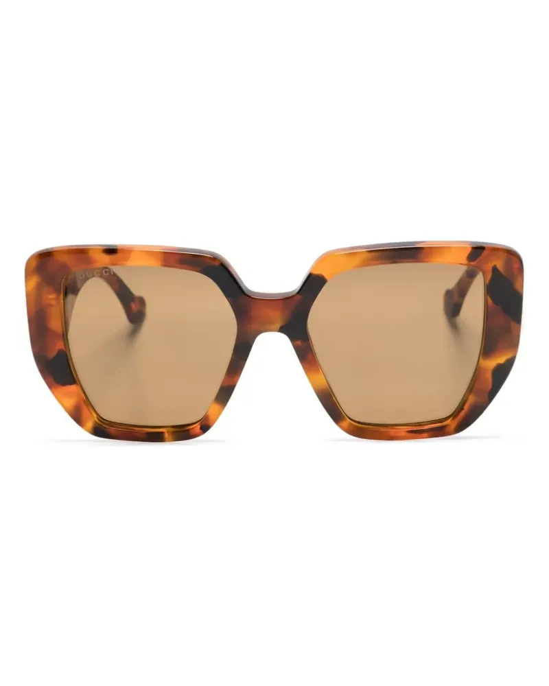 Gucci Eckige Sonnenbrille in Schildpattoptik - Braun Braun