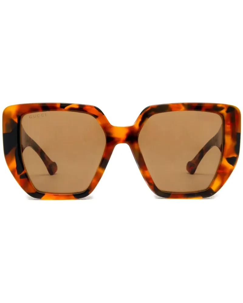 Gucci Eckige Sonnenbrille in Schildpattoptik - Braun Braun