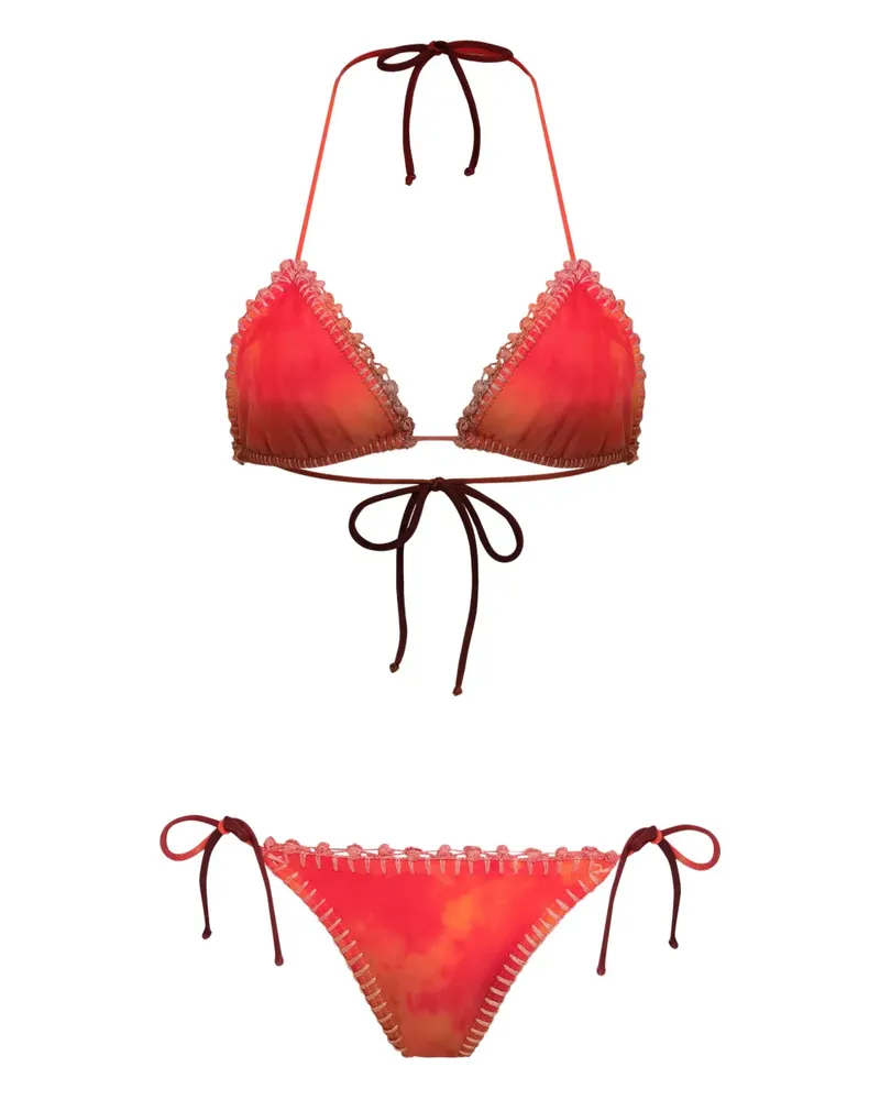 Amir Slama Gehäkelter Bikini mit Batikmuster - Rot Rot