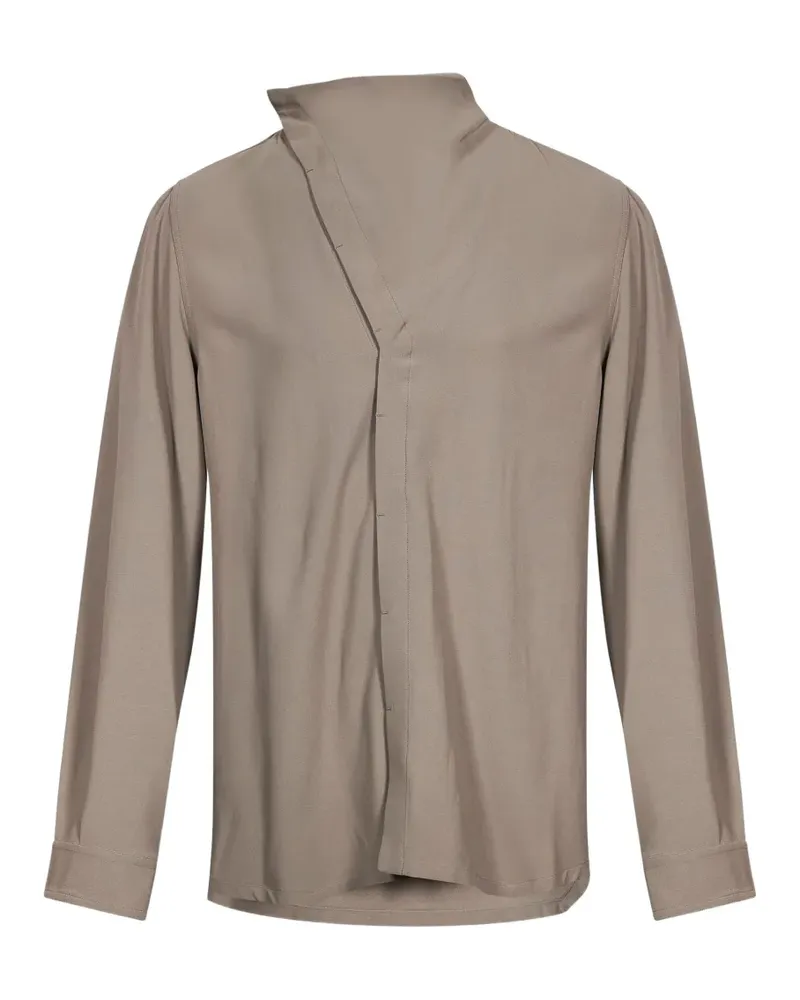 Rick Owens asymmetric-front long-sleeve shirt - Grau Grau