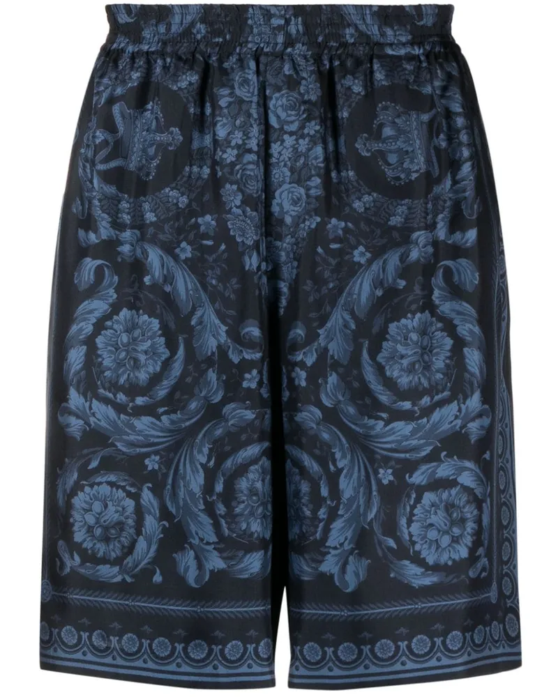 Versace Shorts aus Seide mit Barocco-Print - Blau Blau
