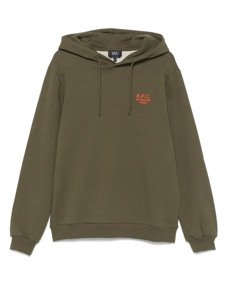 A.P.C. Hoodie mit Logo-Print - Grün Grün