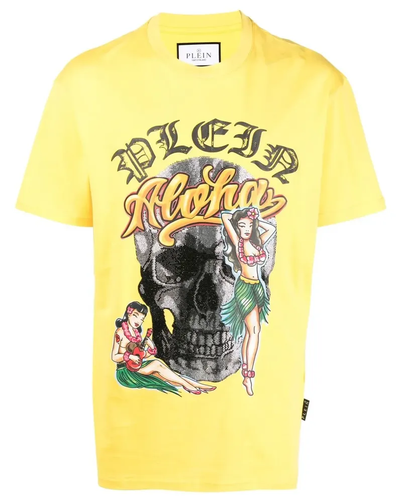 Philipp Plein T-Shirt mit Hawaii-Print - Gelb Gelb