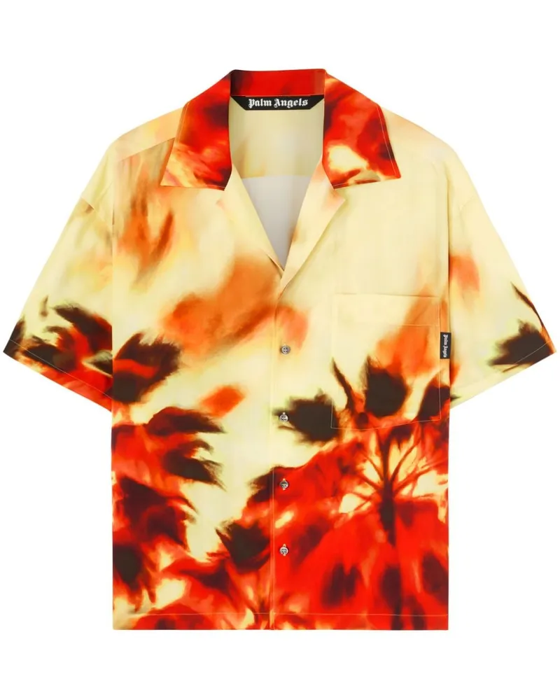 Palm Angels Reverskragen-Hemd mit abstraktem Print - Gelb Gelb