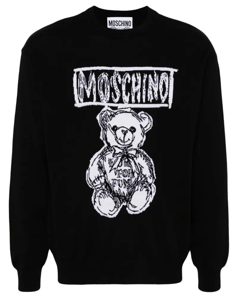 Moschino Pullover mit Teddy-Intarsie - Schwarz Schwarz
