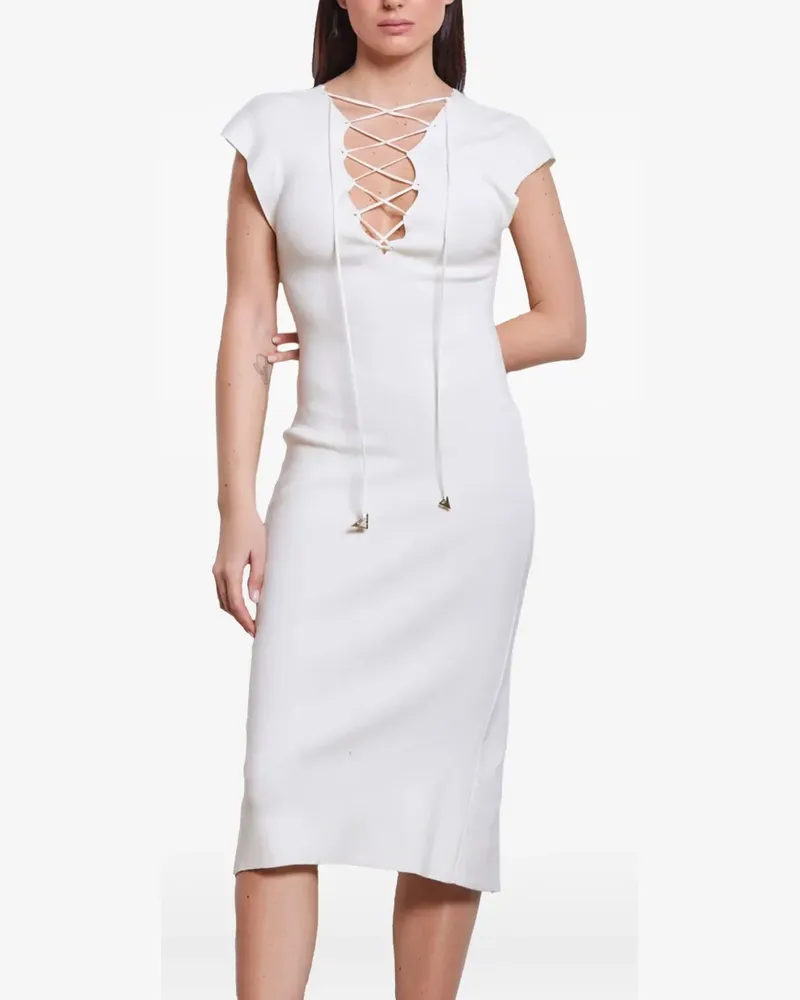 AKEP Midikleid mit Schnürung - Weiß Weiß