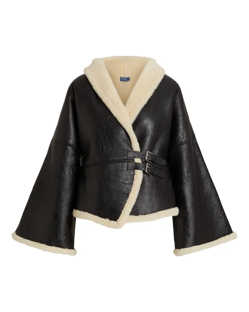 Ralph Lauren Mantel aus Shearling mit Gürtel - Schwarz Schwarz